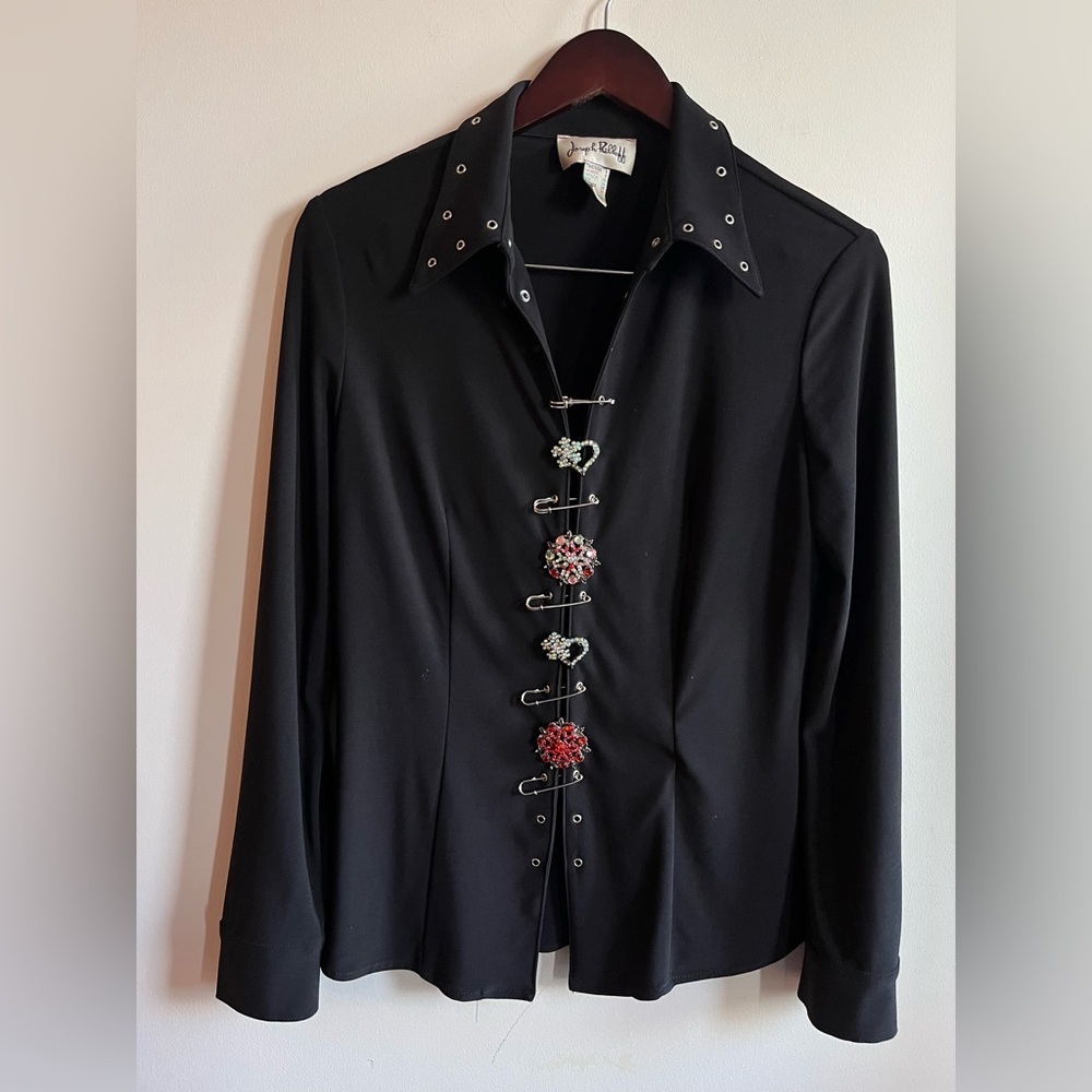 Joseph Ribkoff Black Jacket with Embellished Clasps